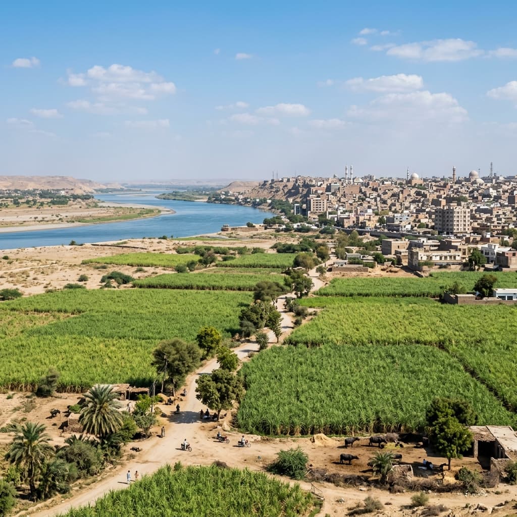 Hyderabad Sindh landscape with sugarcane fields — HESCO service territory