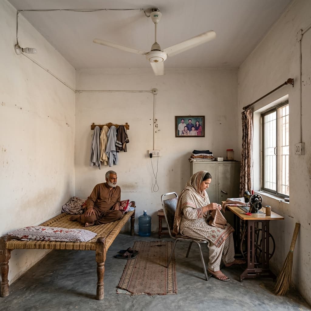 Simple Pakistani home with ceiling fan representing a FESCO protected category consumer