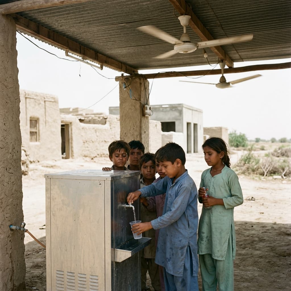 Jacobabad Pakistan street scene during extreme summer heat driving high SEPCO electricity bills